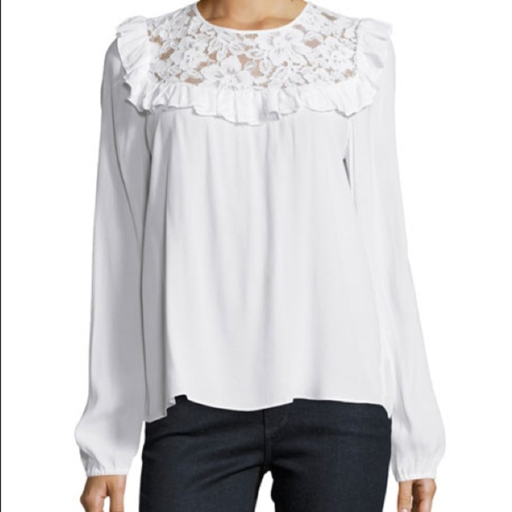 Never worn WAYF Magnolia Lace-Yoke Blouse